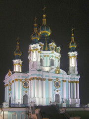 St. Andrew's Church at night. Kiev.