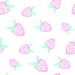 Strawberry colorful seamless pattern.  Vector fruit seamless  background. 