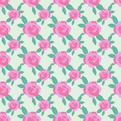 Fototapete Blumen Rose seamless pattern with  embroidery stitches. Vector background.