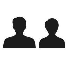 Silhouettes of men and women on a white background