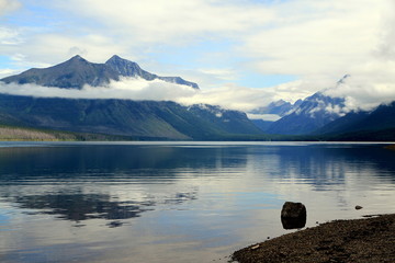 Idyllic view of Lake McDonald, the largest lake in the Glacier National Park, Montana, USA