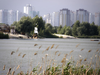 City of Kiev against the backdrop of lakes and wildlife.