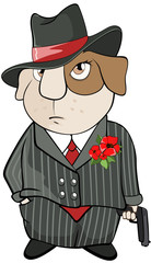  Illustration of a Guinea Pig Gangster. Cartoon Character