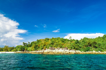 Small island and Tropical sea and blue sky in Andaman sea, Thailand