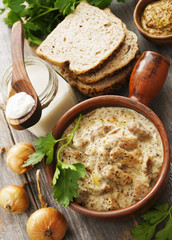 Stewed pork with  mustard sauce