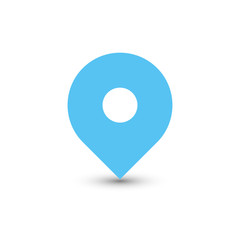 Blue map pointer with dropped shadow on white background. EPS10 vector illustration.