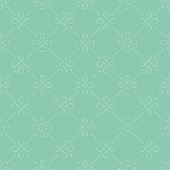 Seamless turquoise vintage floral outline petals pattern vector