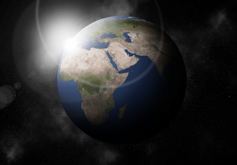 Third planet from the Sun is Earth ,Solar system planetarium.