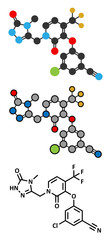 Doravirine HIV drug molecule (non-nucleoside reverse transcriptase inhibitor).