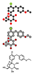 Ertugliflozin diabetes drug molecule.