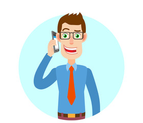 Businessman talking on mobile phone
