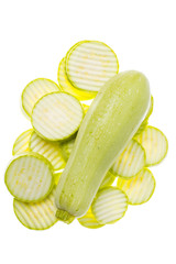 Young zucchini on white background. 