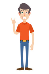 Man showing Rock and Roll sign