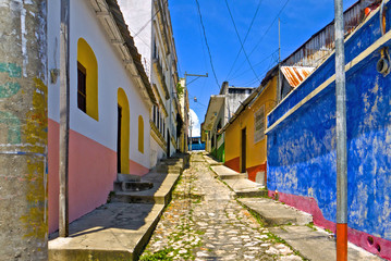 Fototapeta na wymiar Flores Street Antigua Guatemala