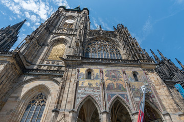 Fototapeta na wymiar The Metropolitan Cathedral of Saints Vitus, Wenceslaus and Adalbert in the summer