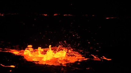 Eruption in the lava lake of the volcano Erta Ale, Ethiopia