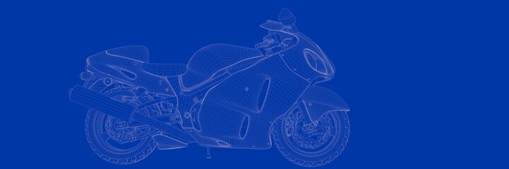 3d rendering of a motor on a blue background blueprint