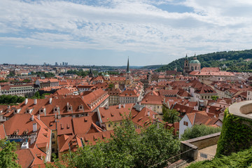 Fototapeta na wymiar Prague's rooftops in the summer