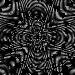 Radiating concentric circle op art backdrop. Optical illusion abstract vector background.