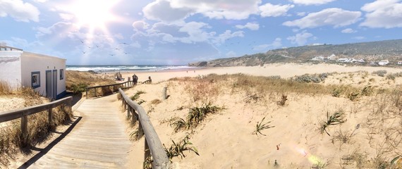 Beach Praia Monte Clerigo near Aljezur, Algarve Portugal - obrazy, fototapety, plakaty