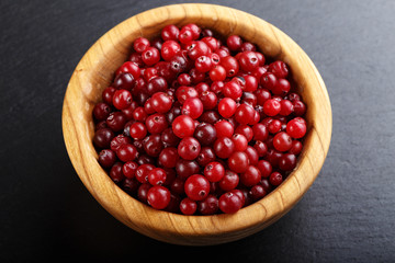 cranberry on a black background