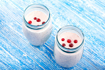 cranberry smoothie in a glass