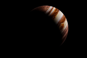 sunrise on planet Jupiter isolated on black background © dottedyeti