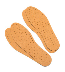 Brown insoles for shoes on a white background