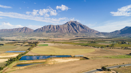 Aerial view of the mountains around Tulbagh in the Western Cape of South Africa