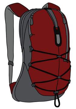 Dark red and gray travel backpack
