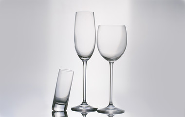 Isolated glass  and cup of water