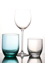 Isolated glass  and cup of water