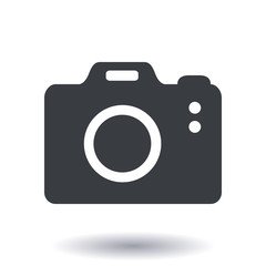 Photo camera symbol. DSLR camera sign icon. Digital camera. Flat design style. 
