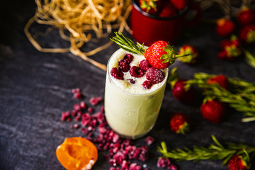 bright berry smoothie on the table
