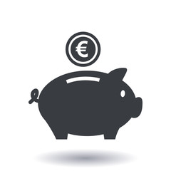 Piggy bank icon. Pictograph of moneybox. Flat design.