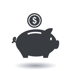Piggy bank icon. Pictograph of moneybox. Flat design.