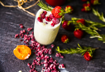 bright berry smoothie on the table