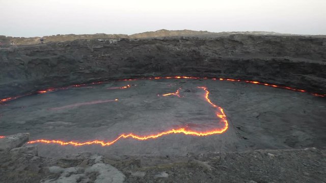 Eruption in the lava lake of the volcano Erta Ale, Ethiopia