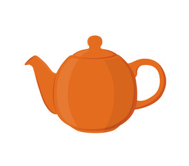 Vector illustration of teapot. Pottery fictile, clay teakettle. Flat style