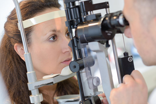 woman having eye test