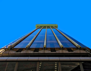 View of a business skyscraper from downtown Madrid