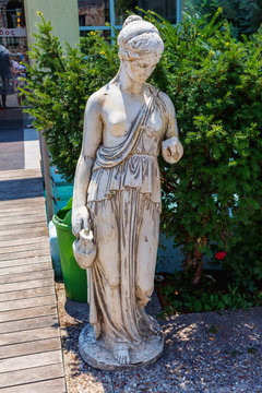 Greek archaic statue located at Corfu island in Greece