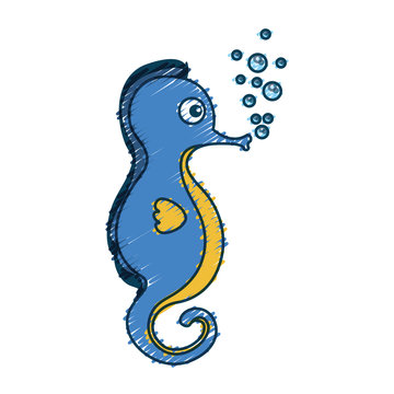 cute seahorse character icon vector illustration design