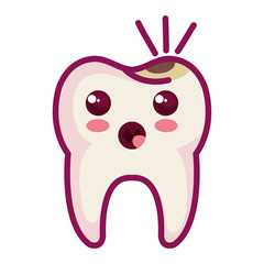 tooth character with caries vector illustration design