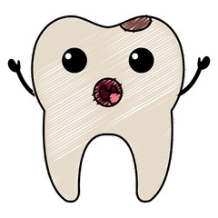 tooth character with caries vector illustration design