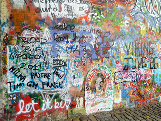 Graffiti prague beatles wall