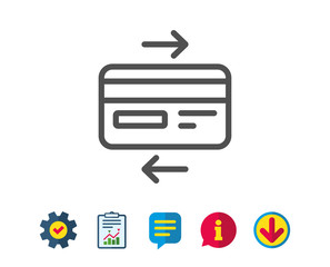 Credit card line icon. Bank payment method sign. Online Shopping symbol. Report, Service and Information line signs. Download, Speech bubble icons. Editable stroke. Vector