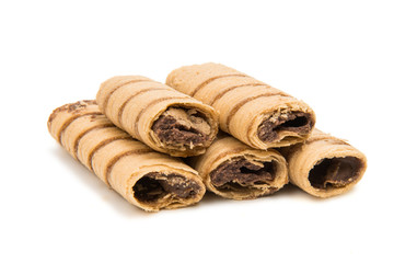 Wafer rolls with chocolate isolated