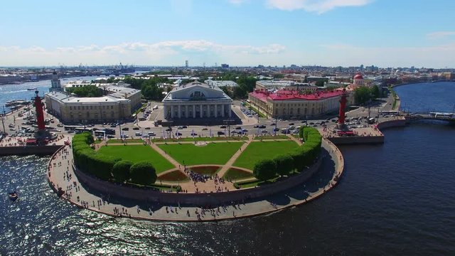 Saint-Petersburg aerial view on Vasilevsky island at sunny day