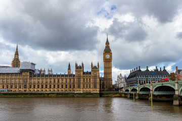 Fototapeta na wymiar Big Ben and westminster bridge in London
